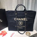CHL -  Deauville Tote Canvas Bag Dark Blue Denim/White For Women 14.9in/38LO