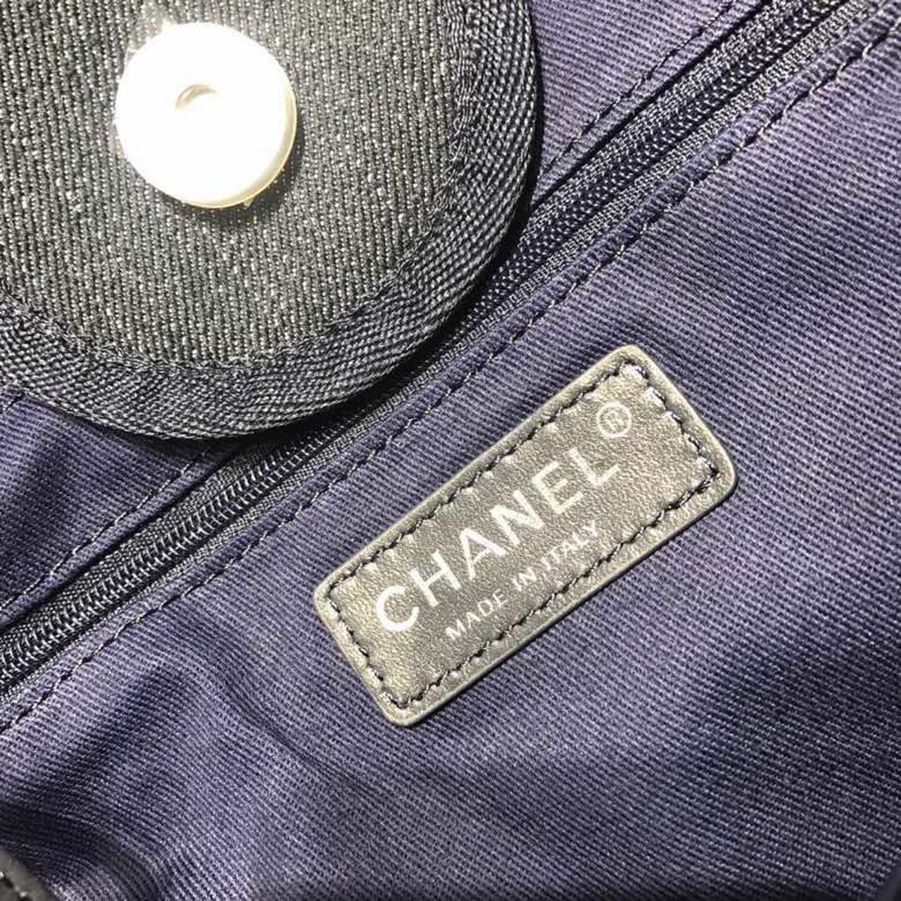 CHL -  Deauville Tote Canvas Bag Dark Blue Denim/White For Women 14.9in/38LO