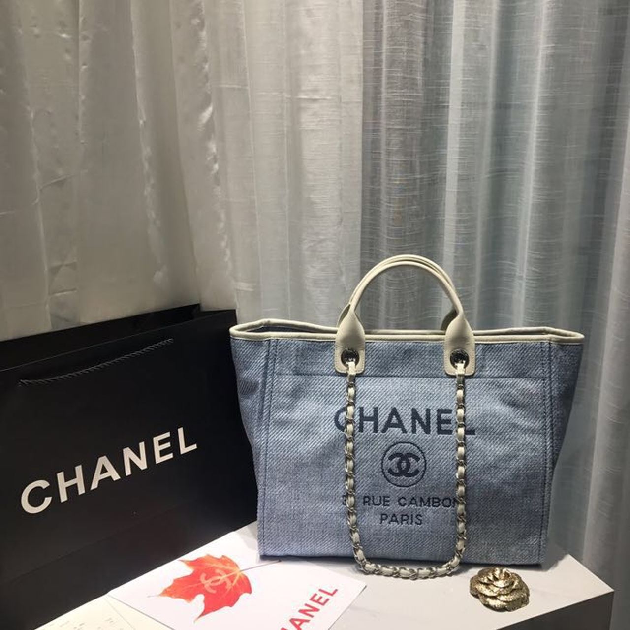 CHL -  Deauville Tote Canvas Bag Light Grey For Women Handbags, Shoulder Bags 15in/38LO A66941