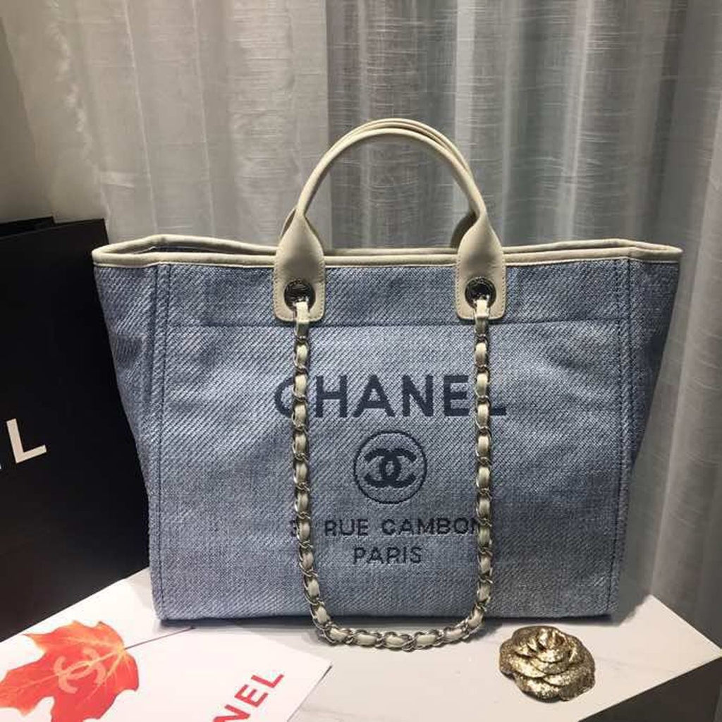 CHL -  Deauville Tote Canvas Bag Light Grey For Women Handbags, Shoulder Bags 15in/38LO A66941