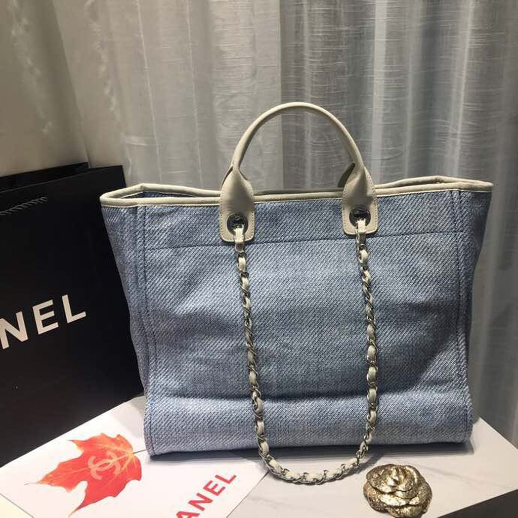 CHL -  Deauville Tote Canvas Bag Light Grey For Women Handbags, Shoulder Bags 15in/38LO A66941