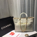 CHL -  Deauville Tote Tweed Canvas Bag Fall/Winter Collection, Beige/Cream/Gold/Multi For Women 15in/38LO