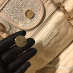 CHL -  Deauville Tote Tweed Canvas Bag Fall/Winter Collection, Beige/Cream/Gold/Multi For Women 15in/38LO