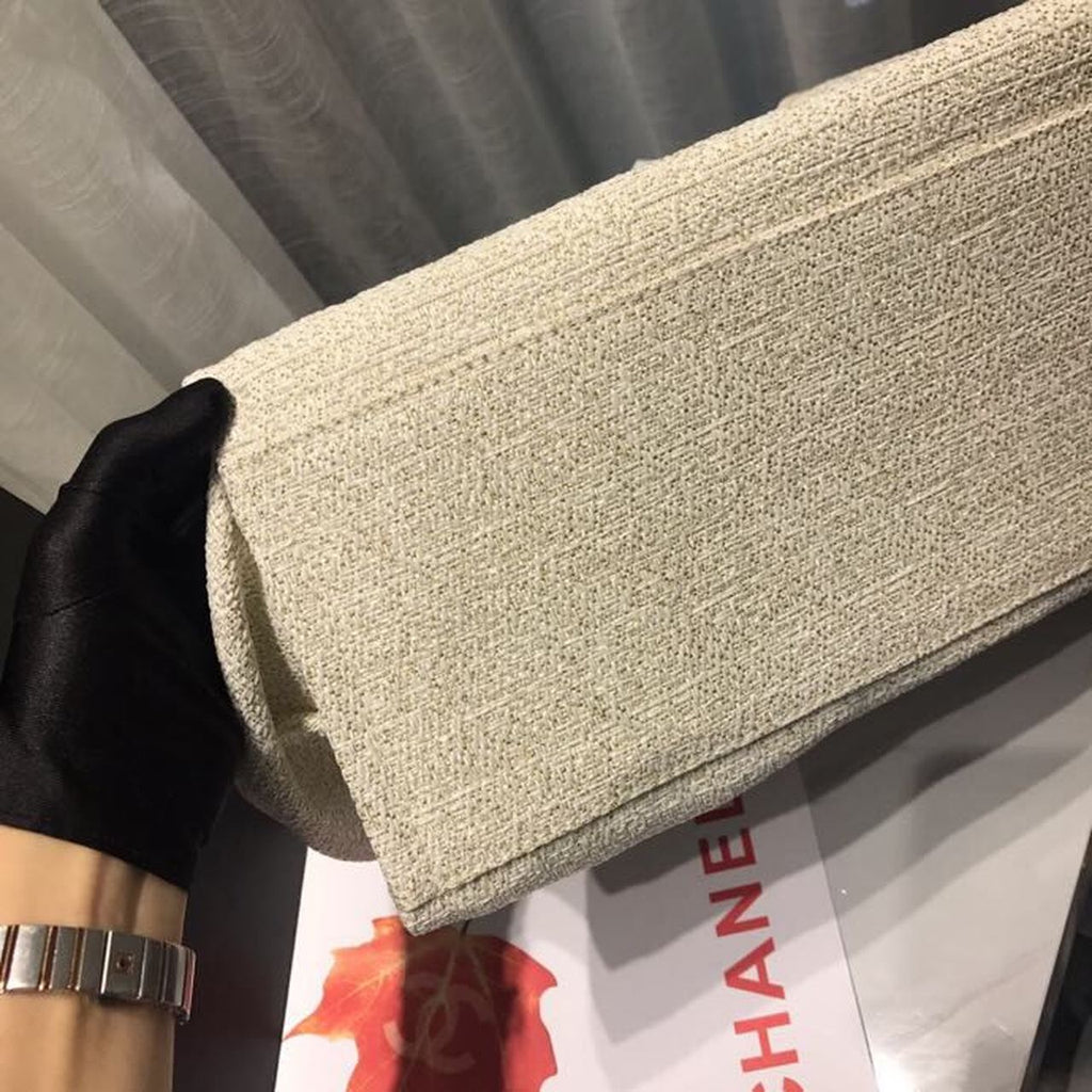 CHL -  Deauville Tote Tweed Canvas Bag Fall/Winter Collection, Beige/Cream/Gold/Multi For Women 15in/38LO