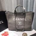 CHL -  Deauville Tote Tweed Canvas Bag Fall/Winter Collection, Light Grey/White For Women 15in/38LO