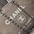 CHL -  Deauville Tote Tweed Canvas Bag Fall/Winter Collection, Light Grey/White For Women 15in/38LO