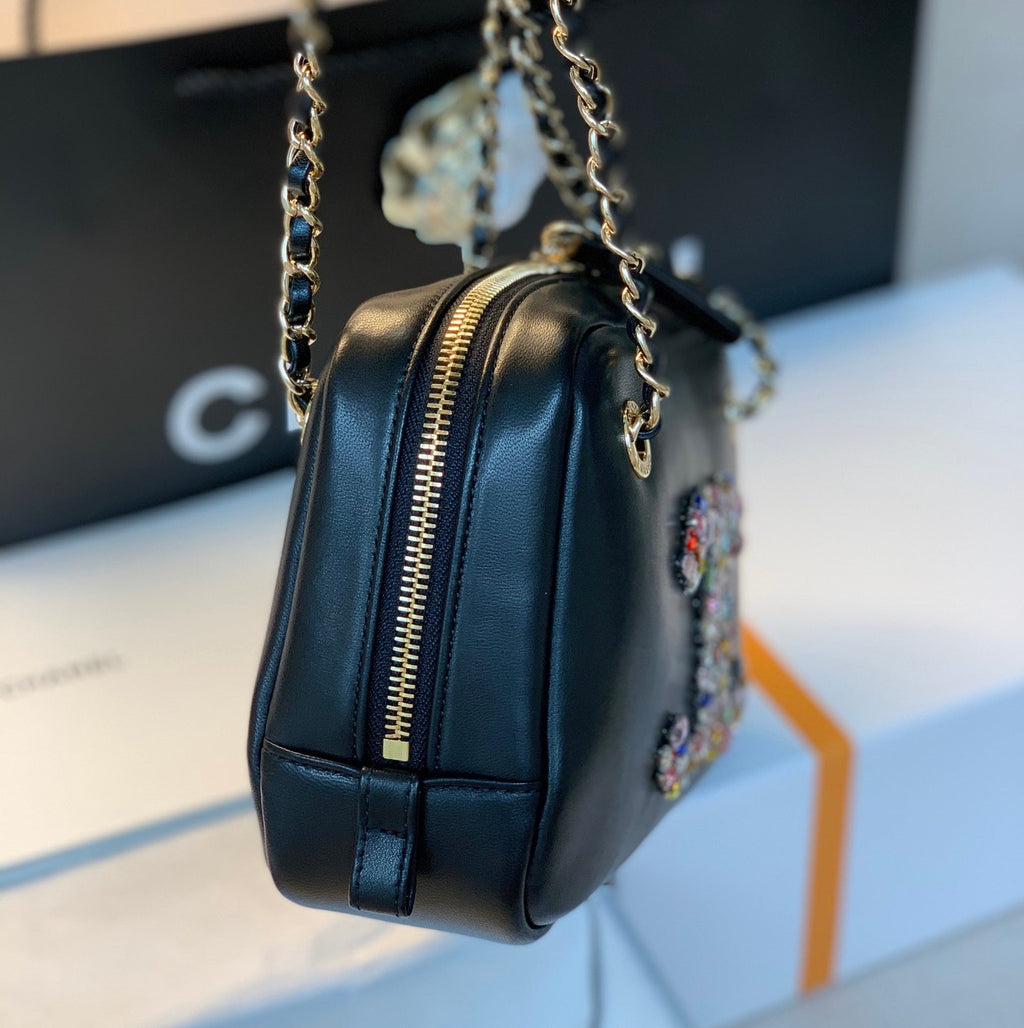 CHL -  Camera Cubic Diamonds Black Bag For Women 12.5LO/4.9in