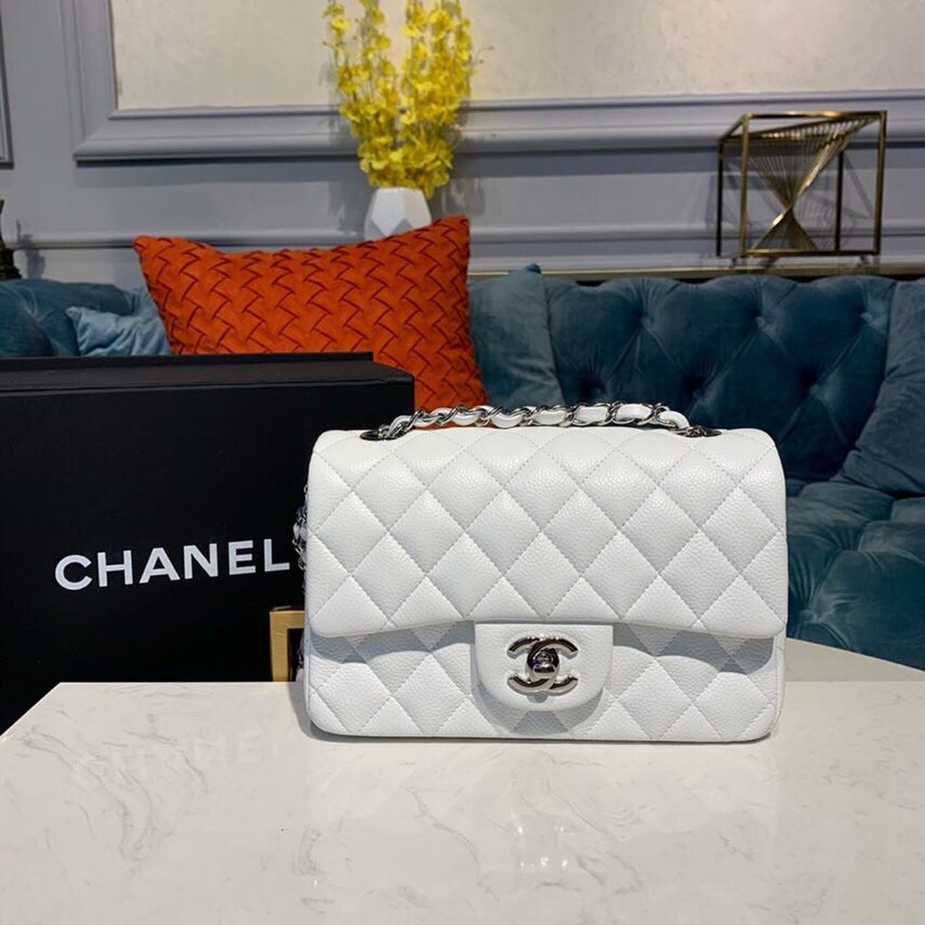 CHL - Small Classic Handbag SilLusso Official - Hardware White For Women Bags, Shoulder And Crossbody Bags 7.8in/20LO A01113