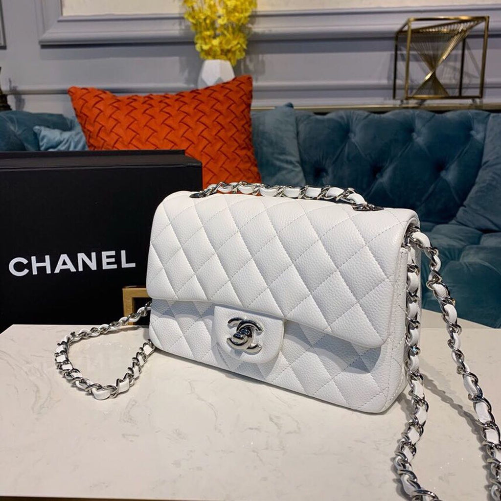 CHL - Small Classic Handbag SilLusso Official - Hardware White For Women Bags, Shoulder And Crossbody Bags 7.8in/20LO A01113