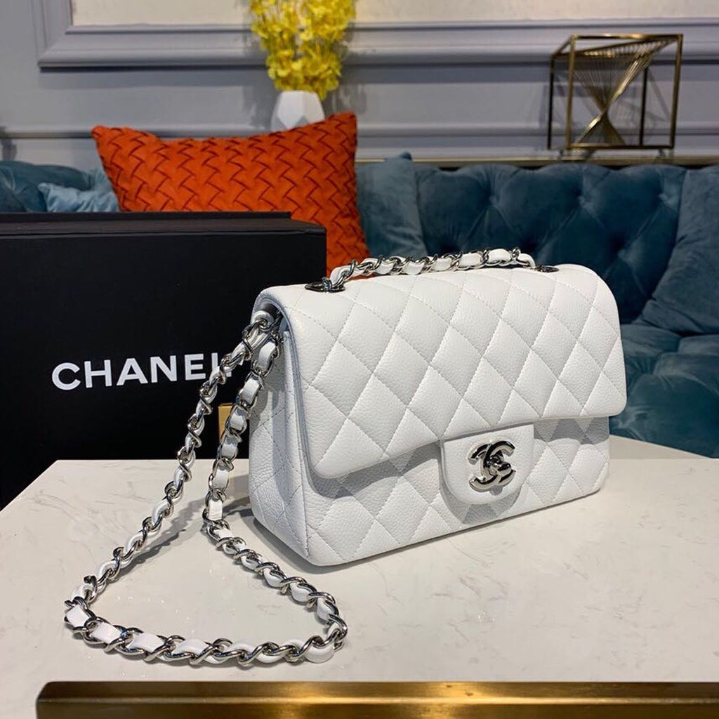 CHL - Small Classic Handbag SilLusso Official - Hardware White For Women Bags, Shoulder And Crossbody Bags 7.8in/20LO A01113