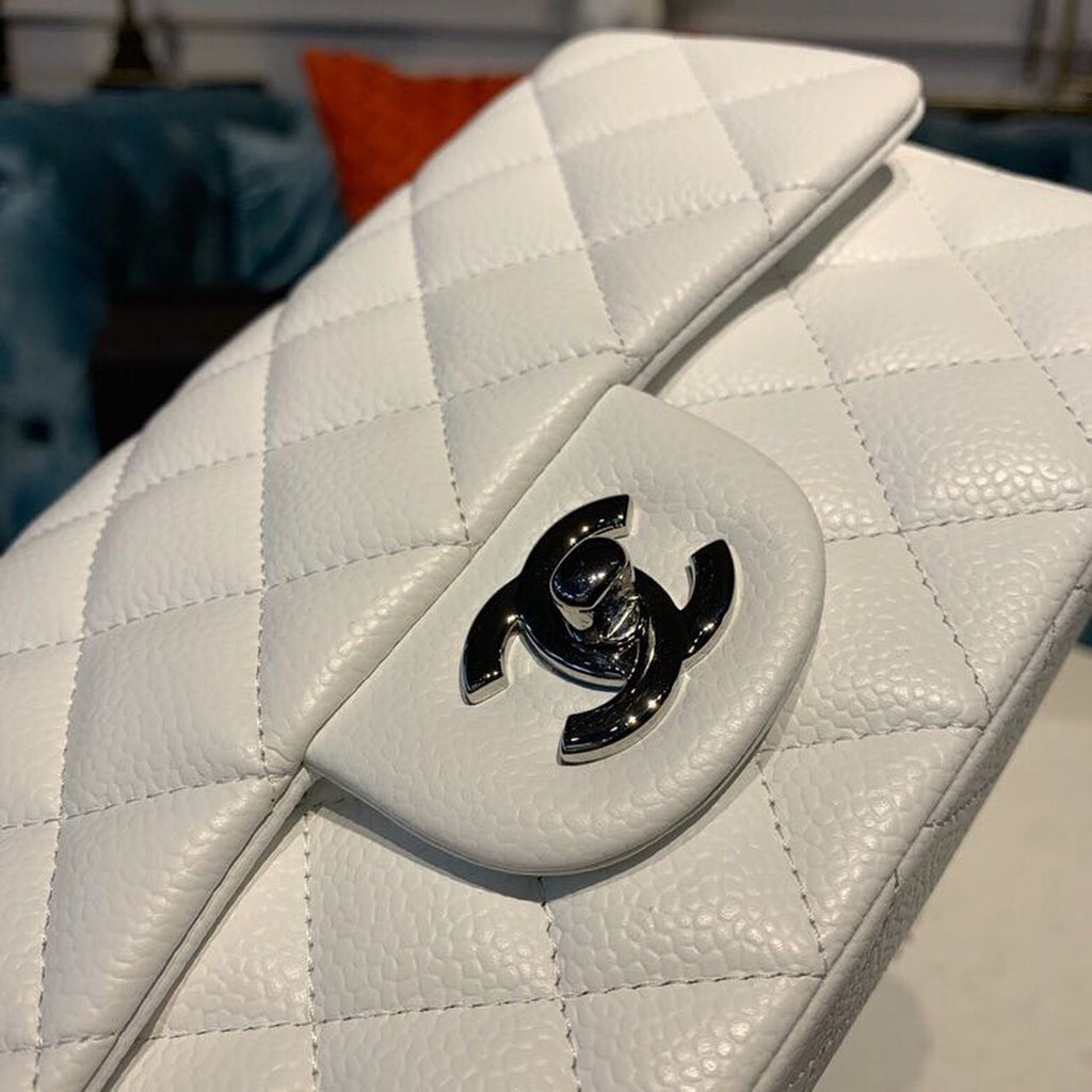 CHL - Small Classic Handbag SilLusso Official - Hardware White For Women Bags, Shoulder And Crossbody Bags 7.8in/20LO A01113