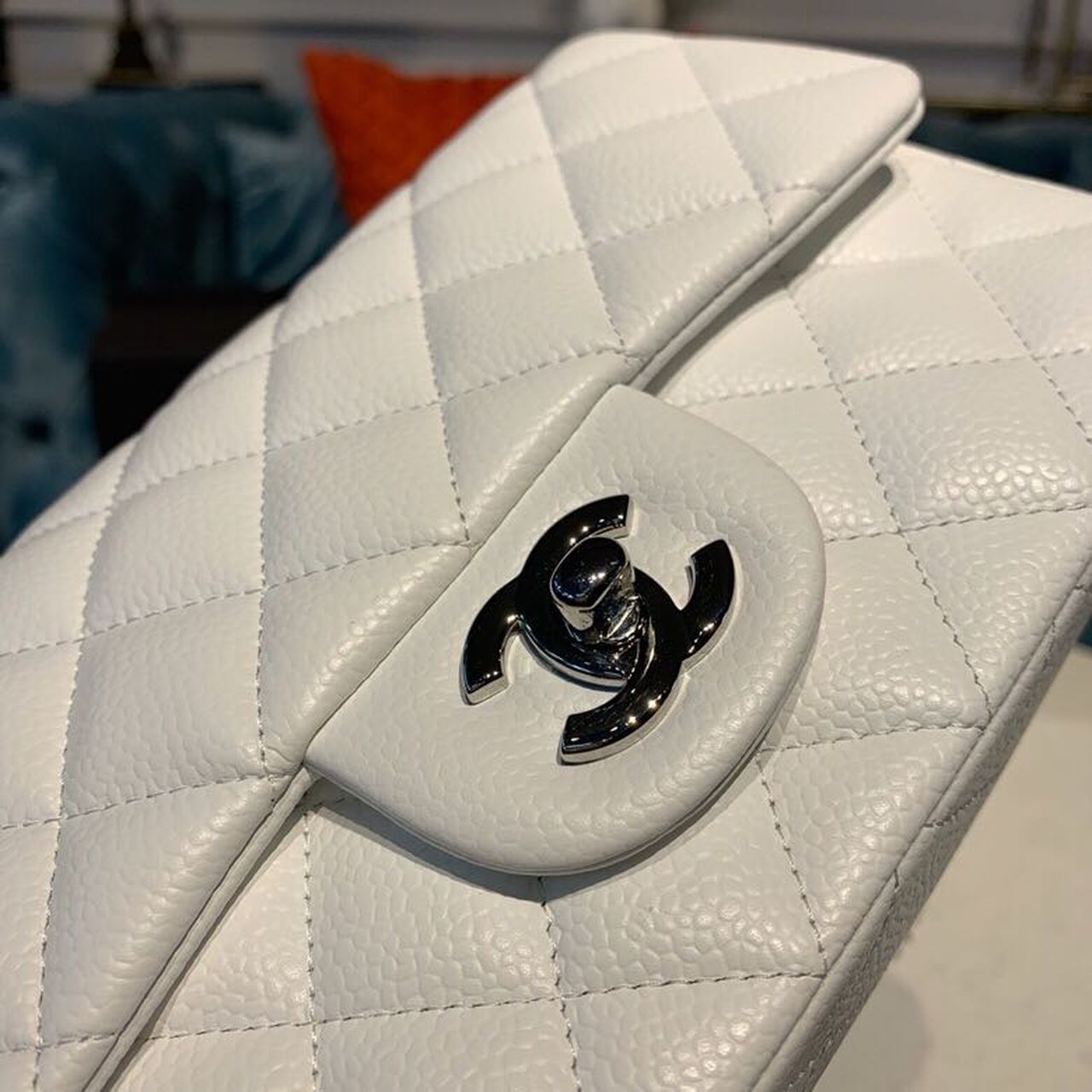 CHL - Small Classic Handbag SilLusso Official - Hardware White For Women Bags, Shoulder And Crossbody Bags 7.8in/20LO A01113