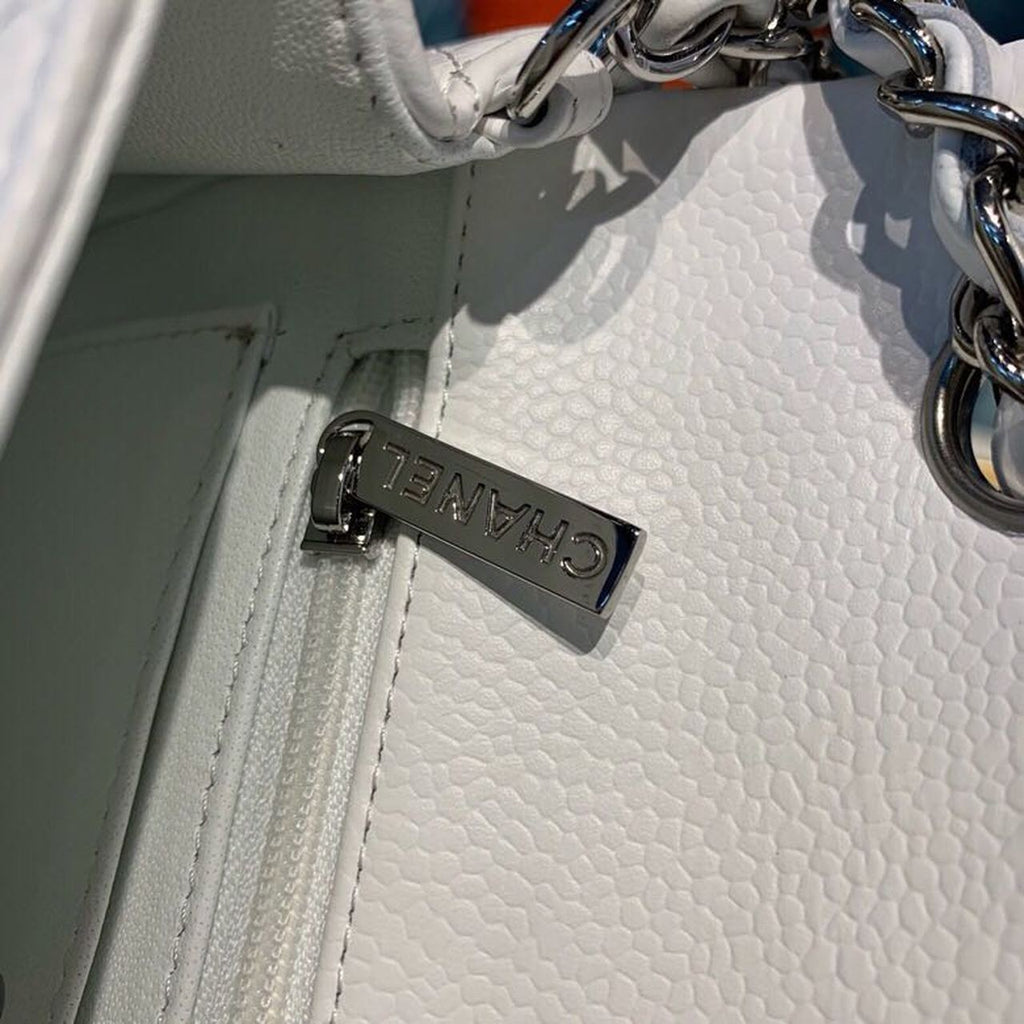 CHL - Small Classic Handbag SilLusso Official - Hardware White For Women Bags, Shoulder And Crossbody Bags 7.8in/20LO A01113