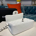 CHL - Small Classic Handbag SilLusso Official - Hardware White For Women Bags, Shoulder And Crossbody Bags 7.8in/20LO A01113
