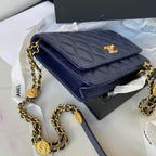 CHL - Small Flap Bag Gold Hardware Navy Blue For Women Handbags, Shoulder Bags 7.5in/19LO AP2840