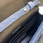 BLN-Ciaga Downtown Small Shoulder Bag With Chain Blue Washed, For Women,  Bags 11.8in/30LO
