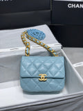 CHL - Mini Flap Bag Gold-Tone Metal Blue Bag For Women 13LO/5in
