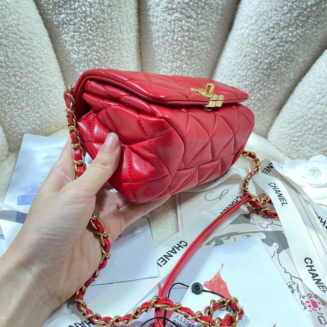 CHL - Mini Flap Bag Gold Hardware Red For Women Handbags, Shoulder Bags 6.7in/17LO AS3365