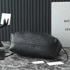 BV Pinacoteca Bag 43cm Black Intrecciato Calfskin & Suede