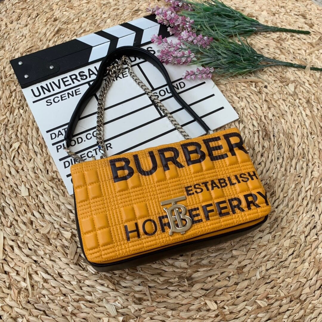 B-Berry - BB  Horseferry Print Quilted Small Lola Bag Monogram Orange For Women, Bags 9in/23LO