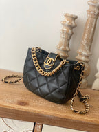 CHL - Small Hobo Bag Gold Hardware Black For Women Handbags, Shoulder Bags 7.5in/19LO