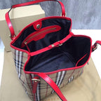 B-Berry - BB  The Small Canter Horseferry Check Tote Red For Women, Women’s Bags 11.6in/29.5LO
