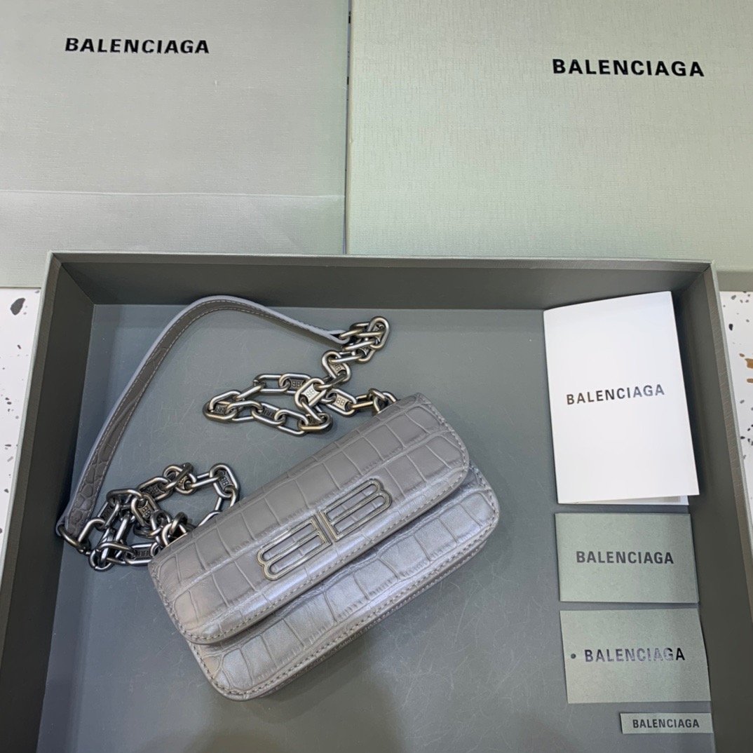 BLN-Ciaga Gossip Small On Chain Shoulder Bag Gray, For Women,  Bags 7.4in/19LO