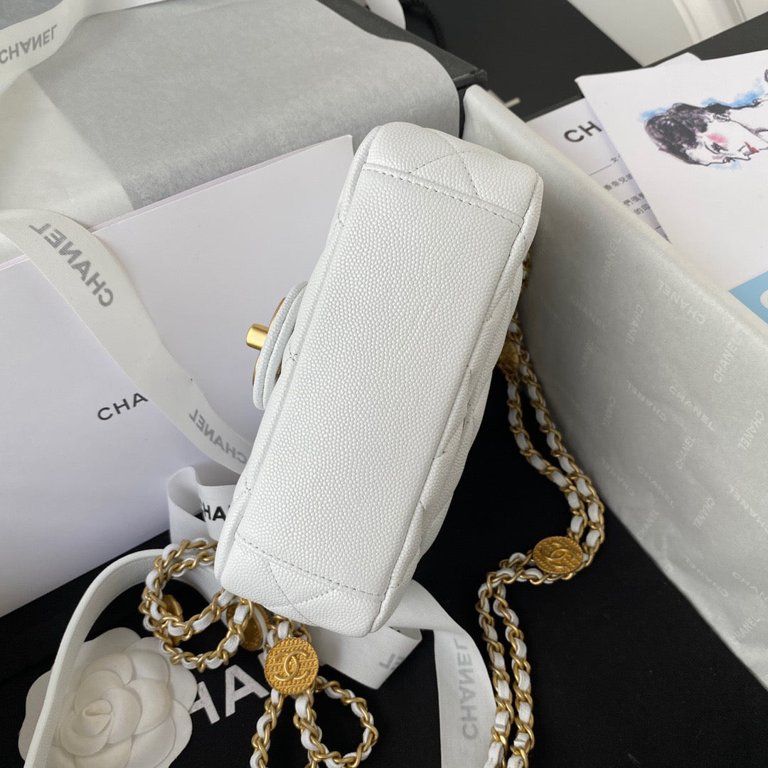 CHL - Mini Flap Bag With Top Handle Gold Hardware White For Women Handbags, Shoulder Bags 7.9in/20LO AS2431 