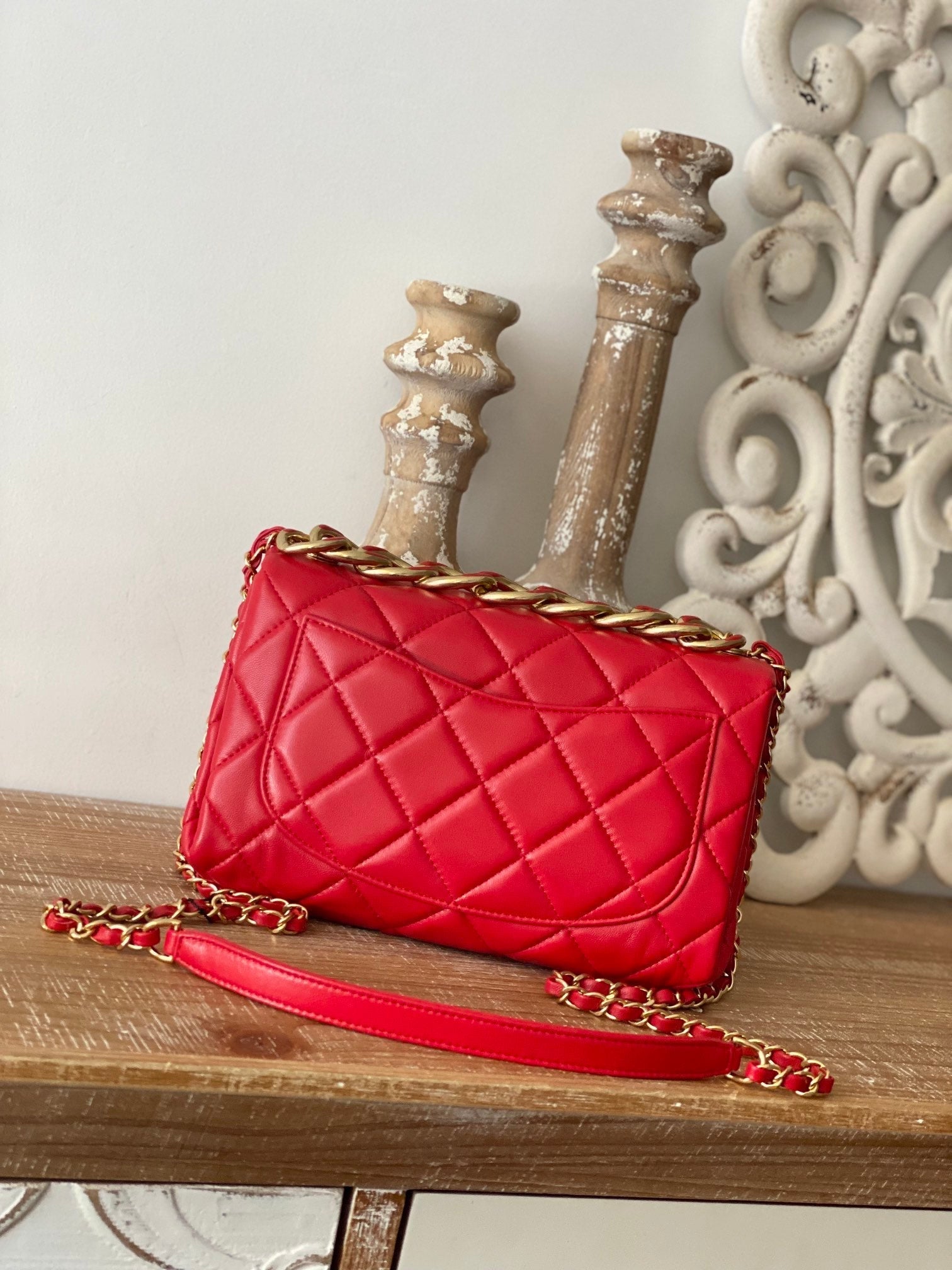 CHL - Large Flap Red Bag For Women 23LO/9in