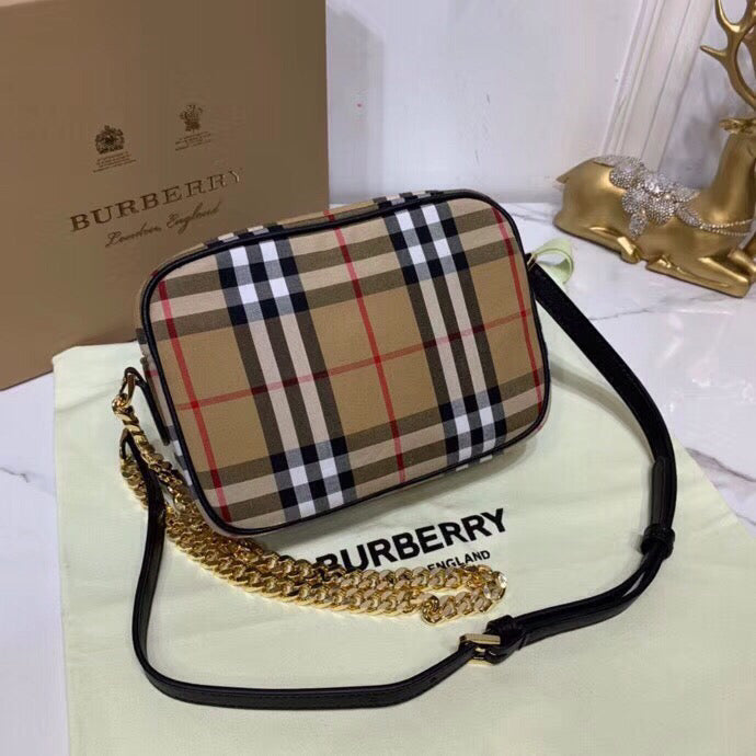 B-Berry - BB   Check Cotton Camera Bag Neutral For Women, Women’s Bags 7.7in/19.5LO
