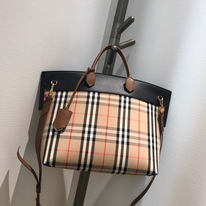 B-Berry - BB  Small  Check Society Top Handle Bag For Women, Bags 14.6in/37LO