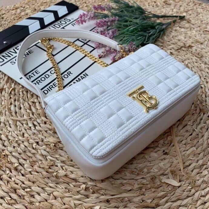 BB Quilted Medium Lola Bag Monogram White For Women, Bags 11in/28LO 80211061
