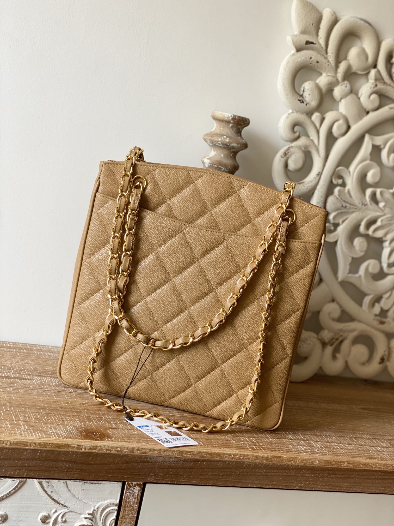 CHL -  Beige Large Quilted Caviar Tote Bag For Women 28LO/11in