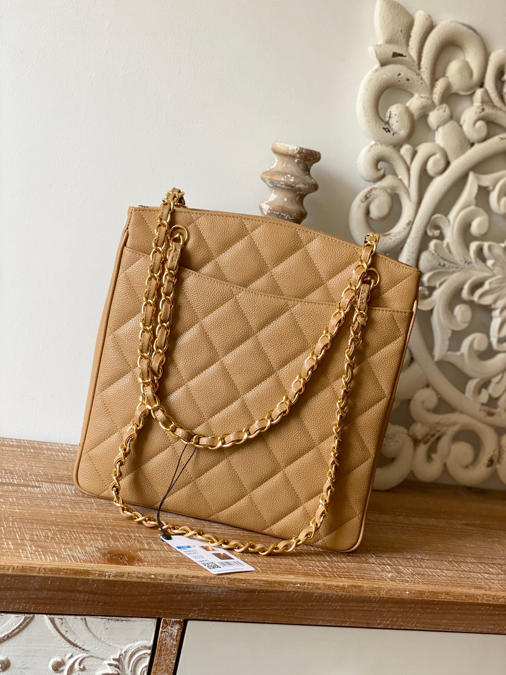 CHL -  Beige Large Quilted Caviar Tote Bag For Women 28LO/11in