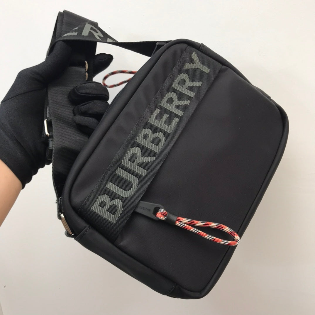 B-Berry - BB  Logo Detail Nylon Crossbody Bag Black For Men, Bags 8.7in/22LO