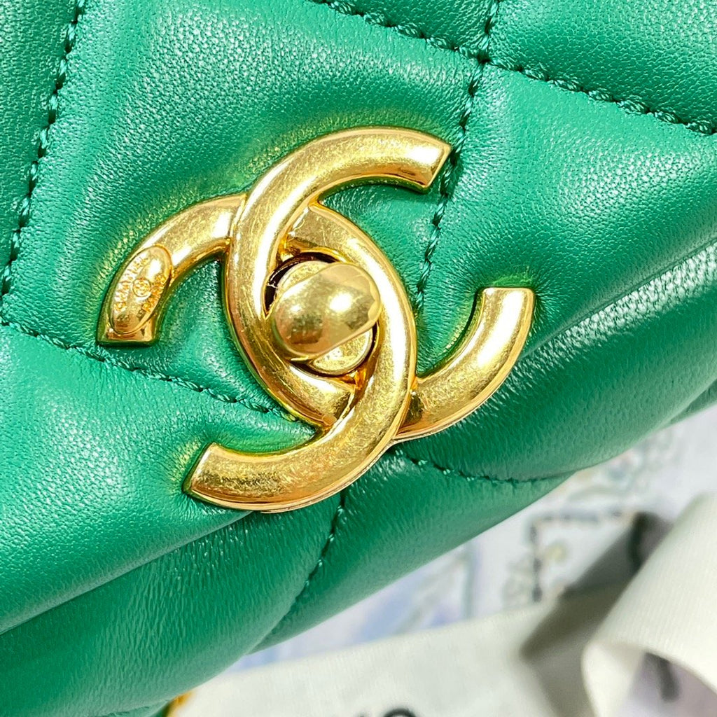 CHL -  Flap Bag Gold Hardware Green For Women Handbags, Shoulder Bags 7.9in/20LO AS3366