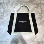 BLN-Ciaga Navy Medium Cabas Tote Bag In White, For Women,  Bags 14.1in/36LO