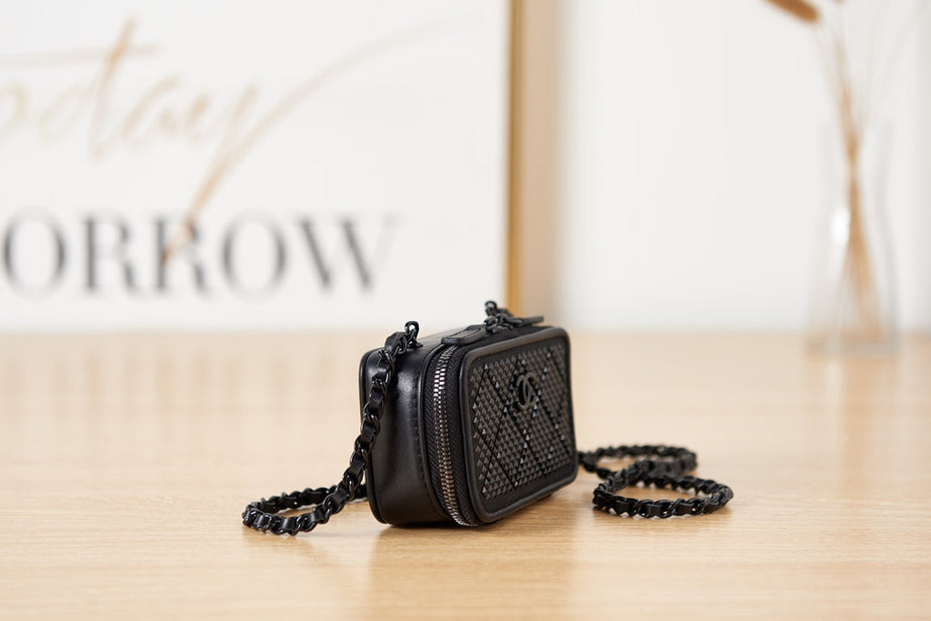 CHL -  Crystal Small Vanity with Chain Black Bag For Women 10LO/4in