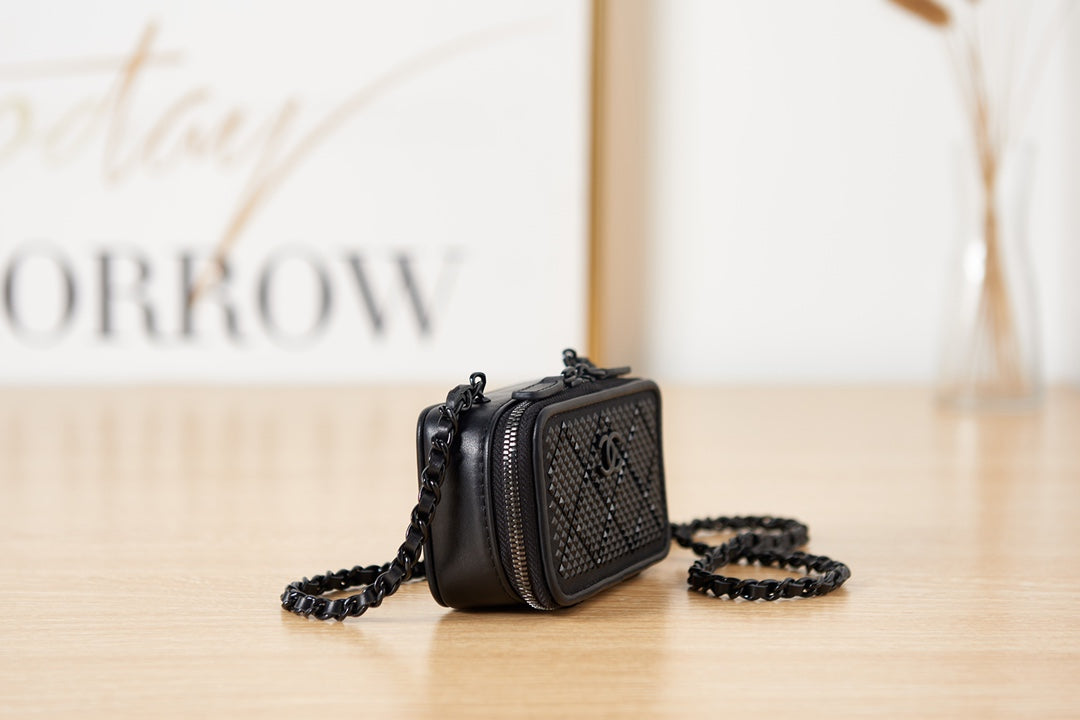 CHL -  Crystal Small Vanity with Chain Black Bag For Women 10LO/4in