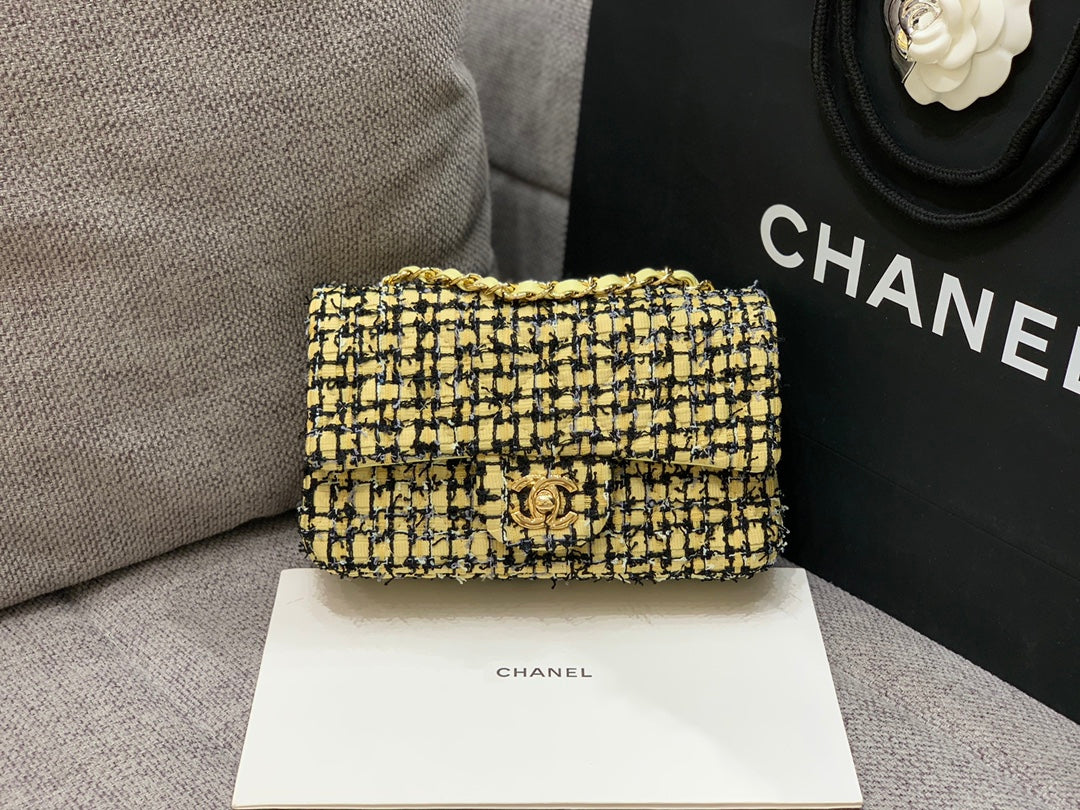 CHL - Mini Yellow Tweed Flap Bag For Women 20LO/7.5in