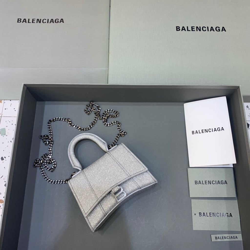 BLN-Ciaga Hourglass Mini Handbag With Chain In Grey, For Women,  Bags 4.7in/12LO