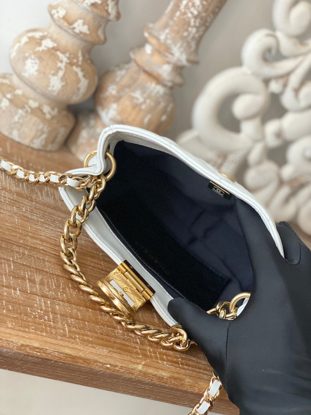 CHL - Small Hobo Bag Gold Hardware White For Women Handbags, Shoulder Bags 7.5in/19LO