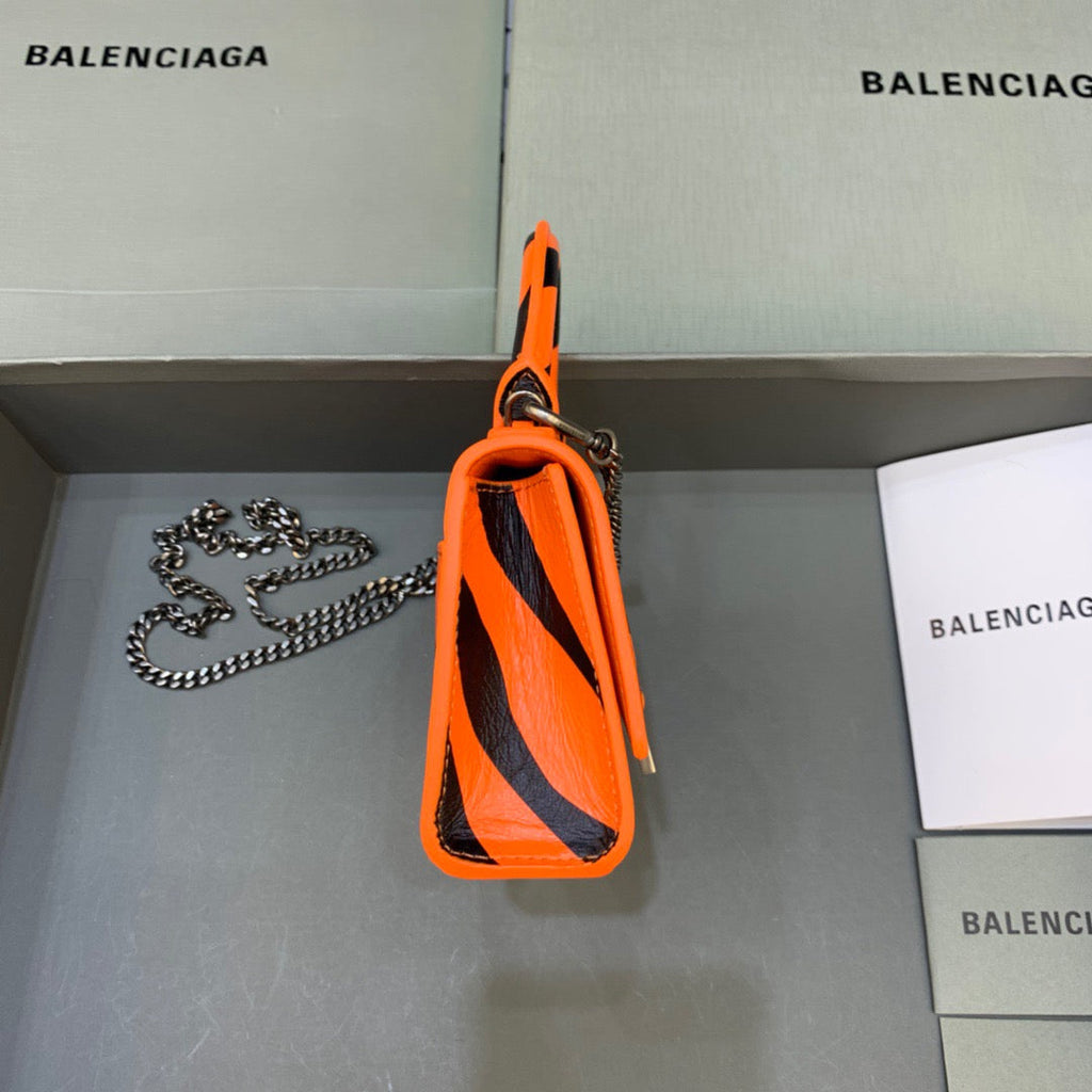 BLN-Ciaga Hourglass Mini Handbag With Chain In Black And Orange, For Women,  Bags 4.7in/12LO
