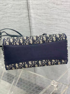 CD Medium Shopping Bag Blue Beige Oblique Jacquard Cotton Calfskin
