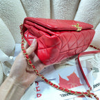 CHL - Large Flap Bag Gold Hardware Red For Women Handbags, Shoulder Bags 9.1in/23LO AS3367