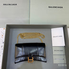 BLN-Ciaga Hourglass Wallet On Chain in Black, For Women,  Bags 7.6in/19LO 6560501QJ4M1000
