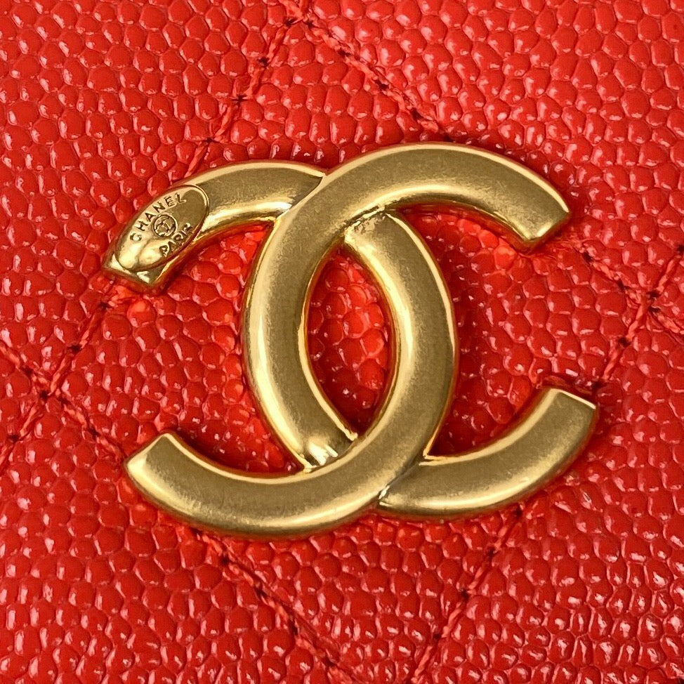 CHL -  Clutch With Chain Gold Hardware Grained Shinny Red For Women Handbags, Shoulder Bags 4.7in/12LO AP2857