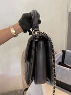 CHL -  Classic Flap Bag Gold Toned Hardware Black 9.8in/25LO