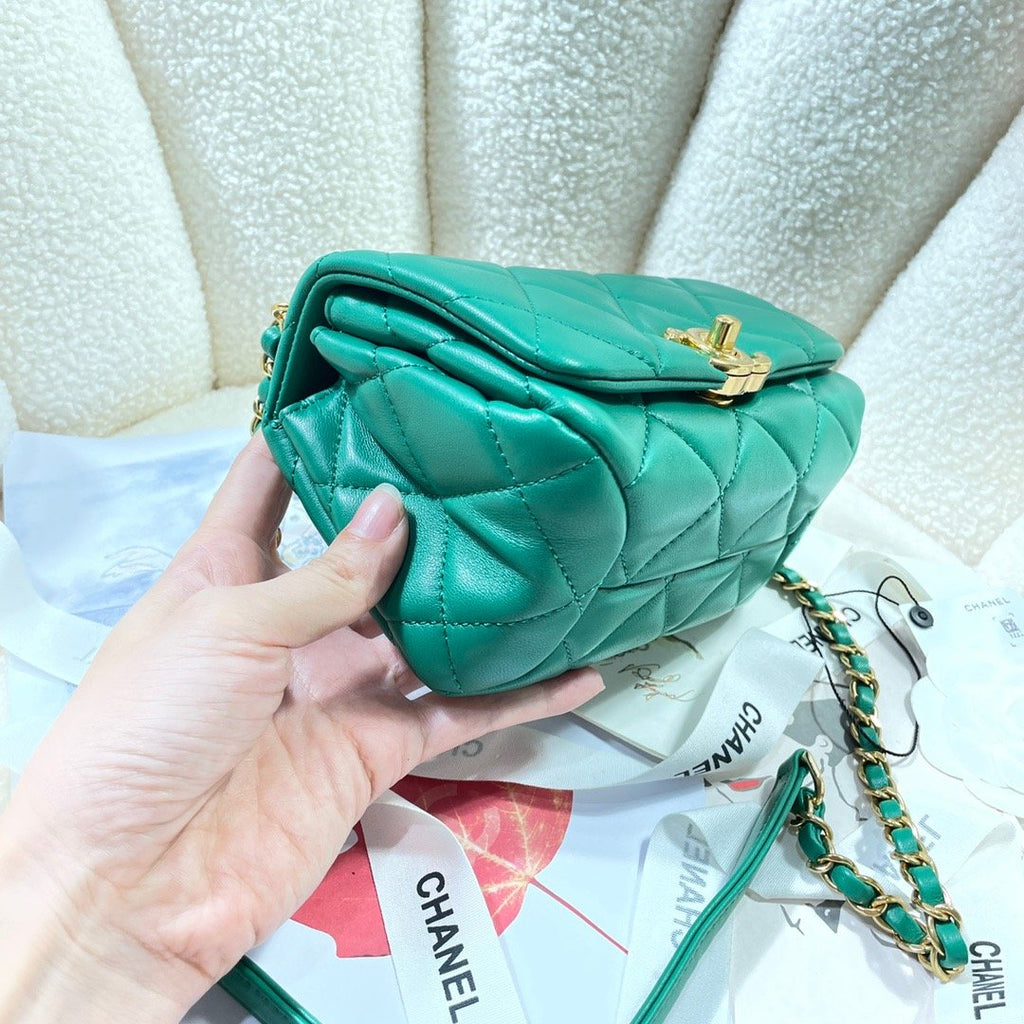 CHL - Mini Flap Bag Gold Hardware Green For Women Handbags, Shoulder Bags 6.7in/17LO AS3365
