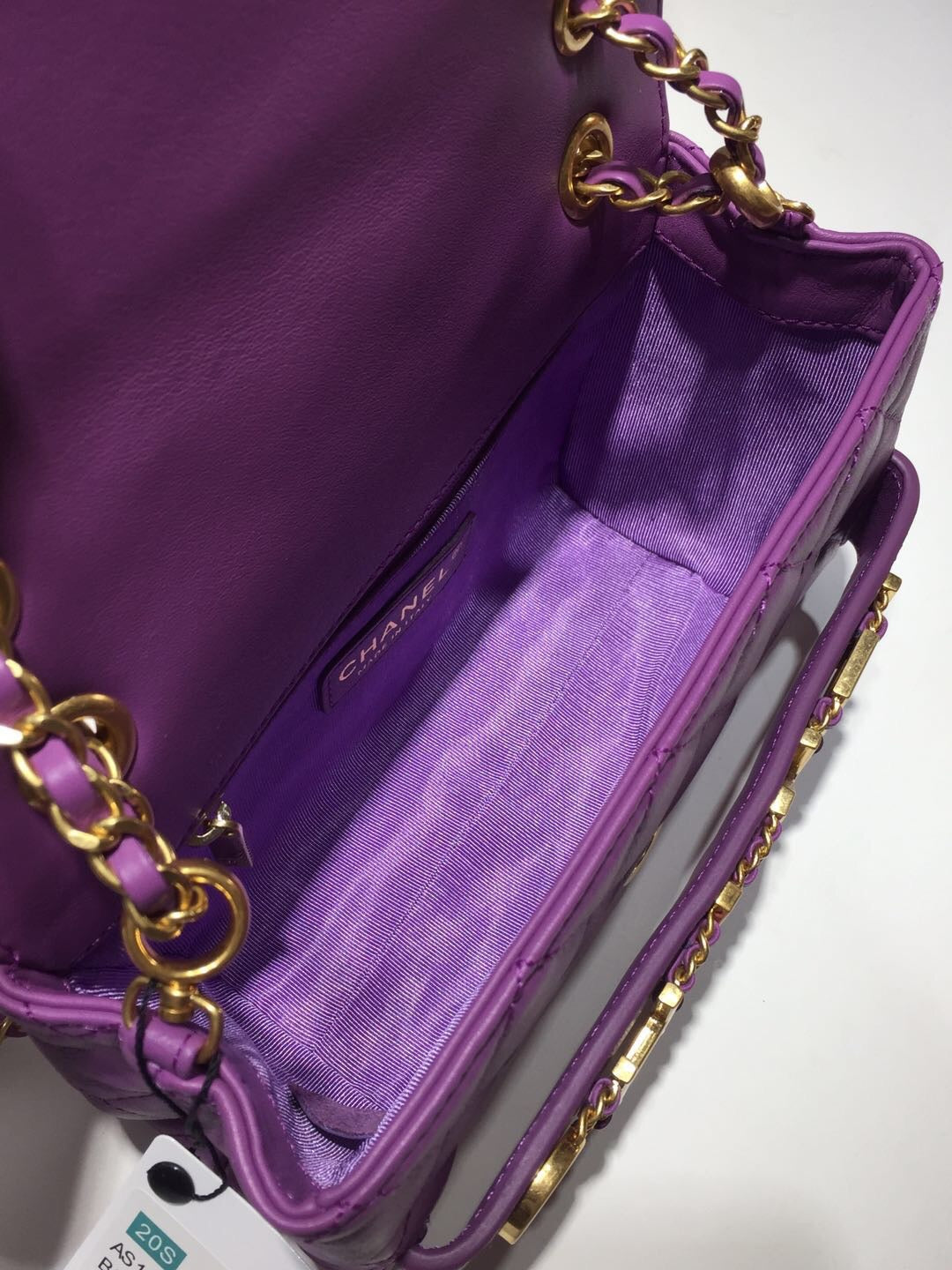 CHL - Front Logo Small Flap Bag Gold Hardware Purple For Women Handbags, Shoulder Bags 8.2in/21LO AS1490